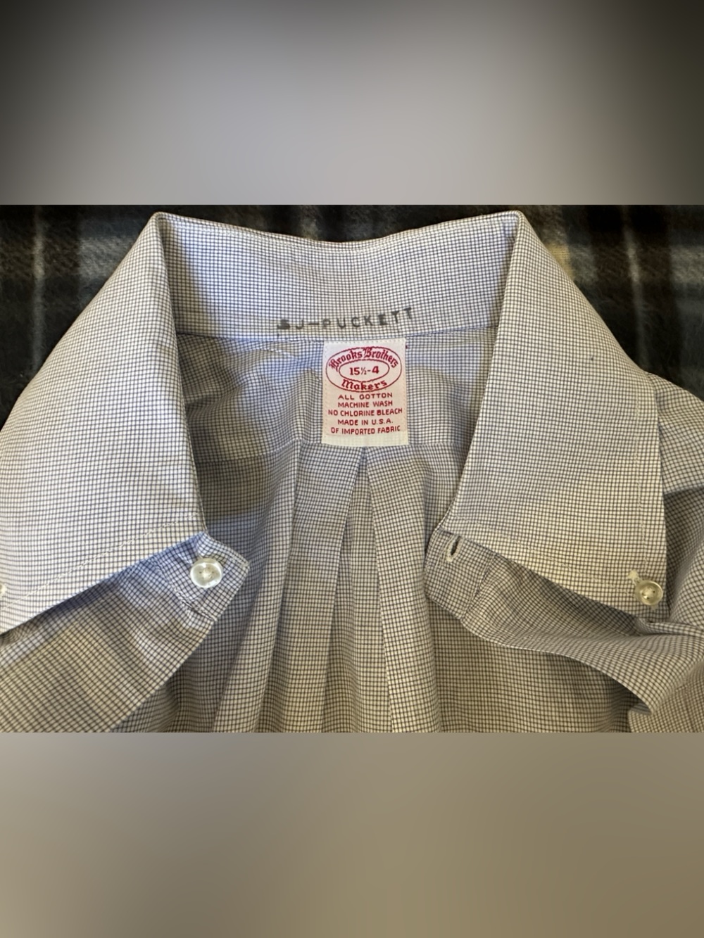 Vtg Brooks Brothers Makers Micro check Light Blue Men’s Dress Shirt Size 15.5-4